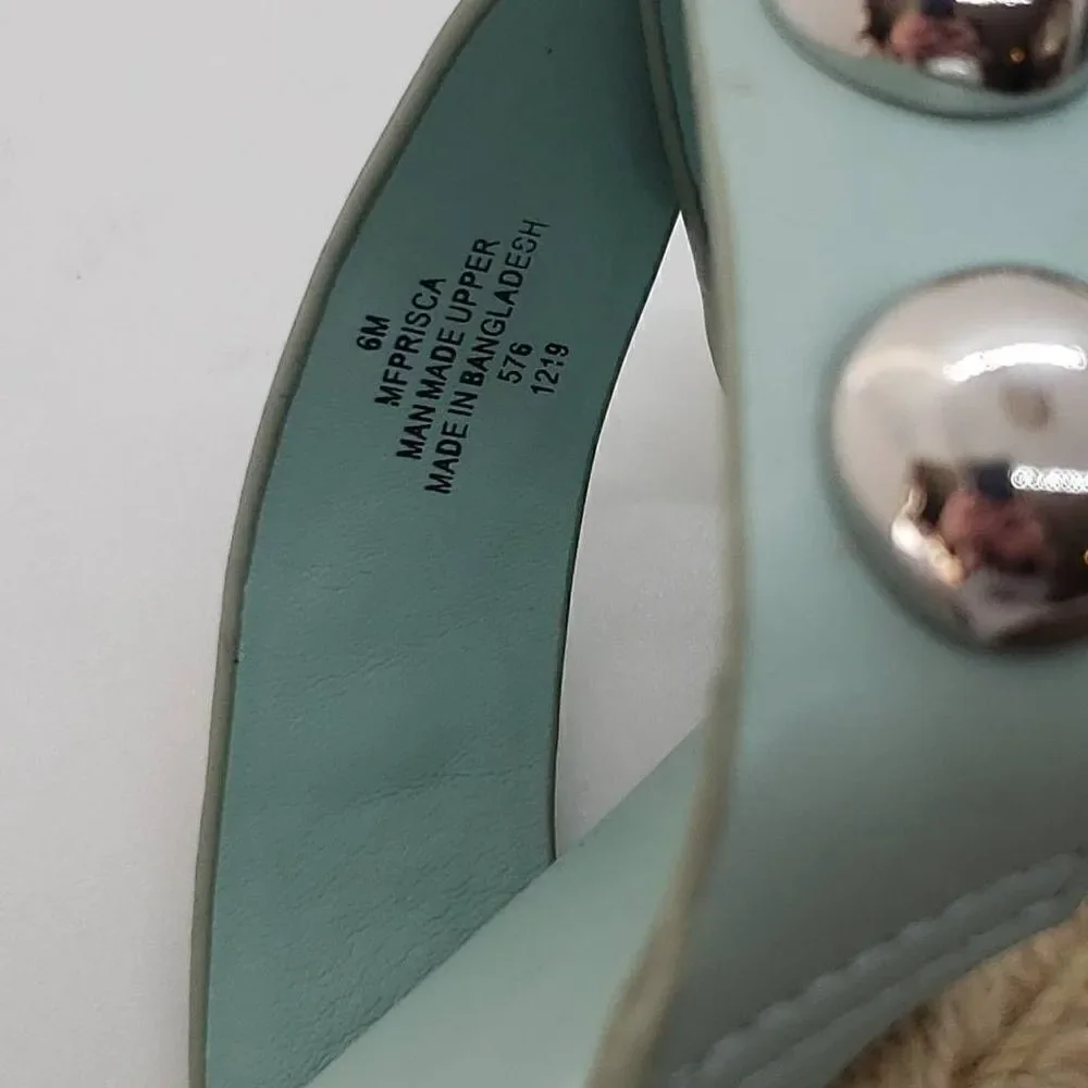 Marc Fisher Women Sandal Prisca Slip On Studded Espadrille Blue Size 6
